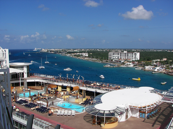 view of Cozumel from the ship