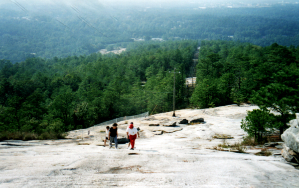 climbing up Stone Mountain