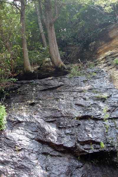 the side of the waterfall