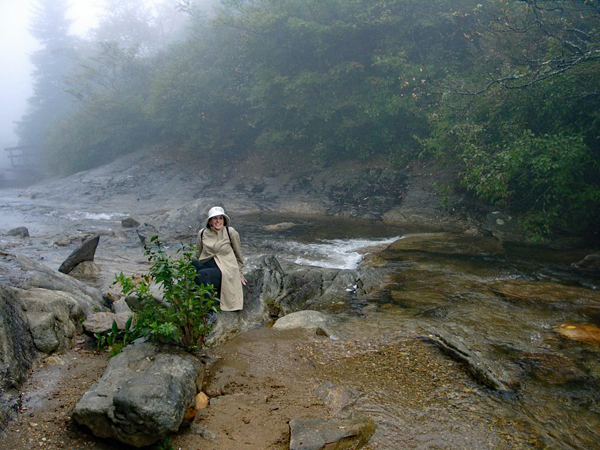 Karen Duquette at the Graveyard Fields Waterfall