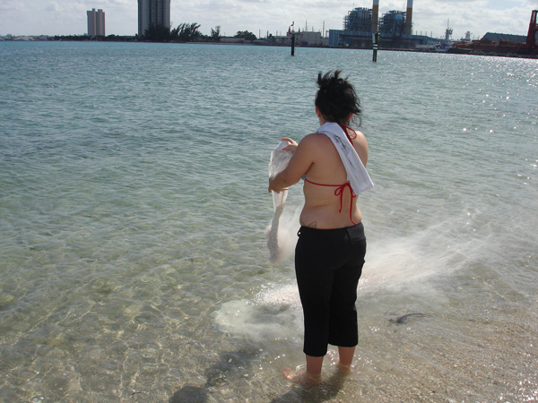 Kristen sets her Uncle Brian free to snorkel and swim