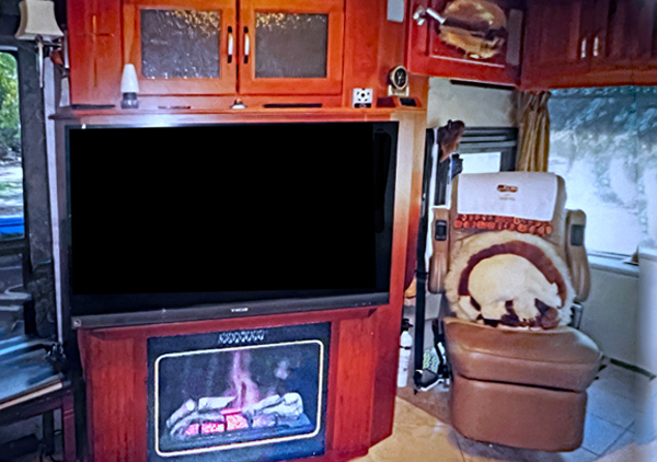 TV and fireplace