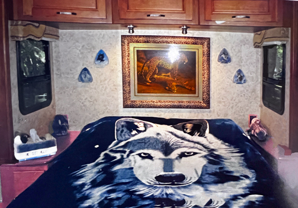 bedroom in the RV