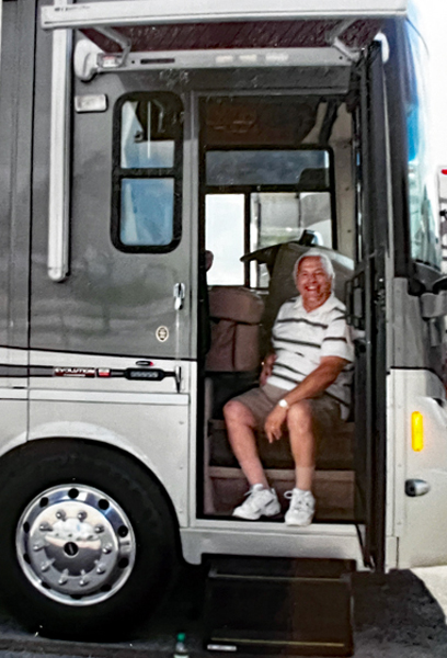 ee Duquette in the RV doorway