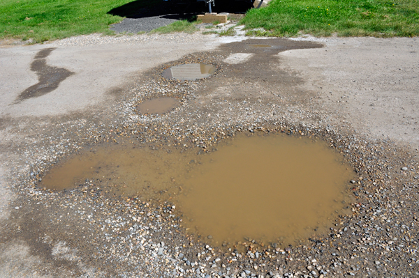 mud holes in Balzac Campground