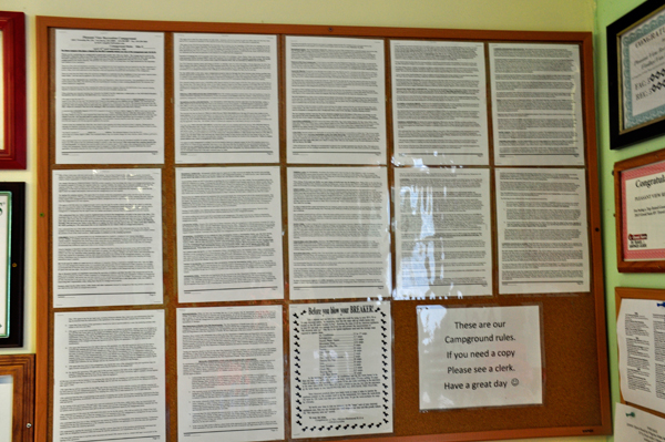Pleasand View Recreation bulletin board