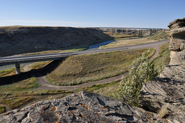 looking down the cliff from Riverview RV Park