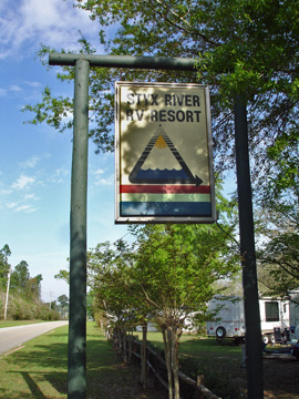 Styx River Resort sign