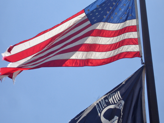 an American Flag in very bad shape