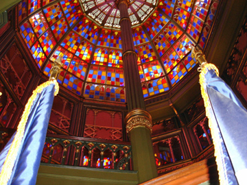 Looking up from the bottom of the magnificent staircase.