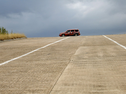 the car belonging to the two RV Gypsies at the top of the boat ramp