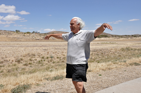 Lee trying to fly in the strong winds