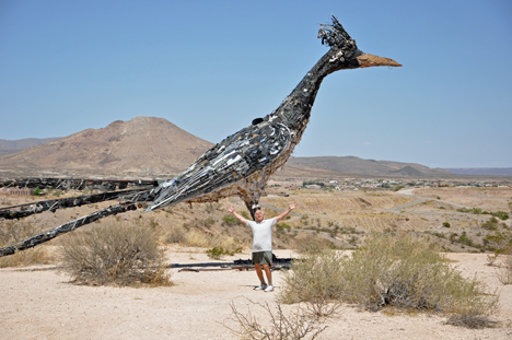 Las Cruces' giant roadrunner  & Lee Duquette