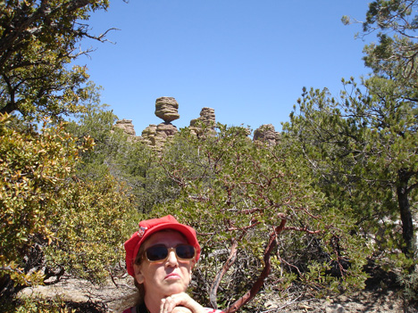 Karen Duquette and the balancing rock