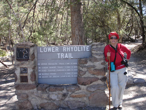 Karen Duquette at the start of the trail