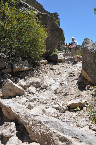 Lee Duquette on the rocky trail