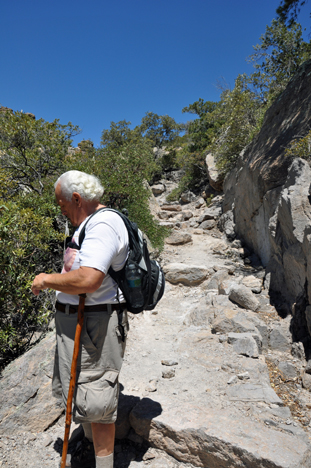 Lee Duquette on the rocky trail