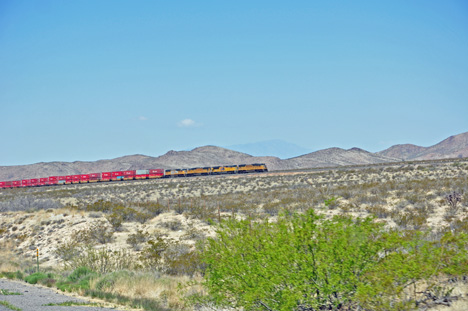 a train and mountains