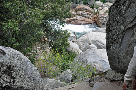 boulders and the bottom of the waterfall