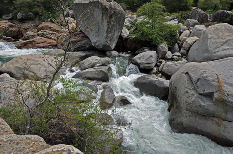 boulders at bottom of the waterfall