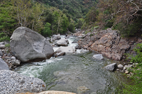 boulders at bottom of the waterfall