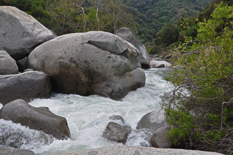 boulders and the waterfall