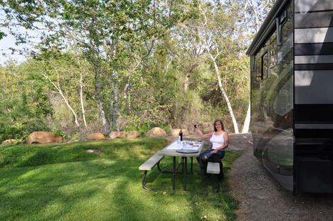 Karen Duquette having lunch