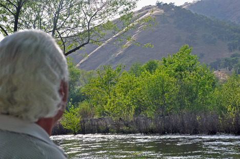 the mountain & river as seen from the beach 