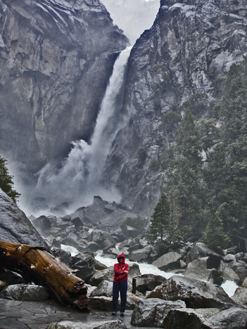 Karen at the bottom of Bridalveil Fall