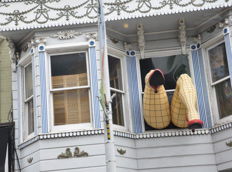 legs in a window