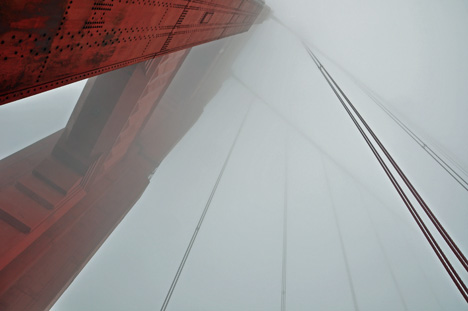 looking up at THE FIRST TOWER and cables