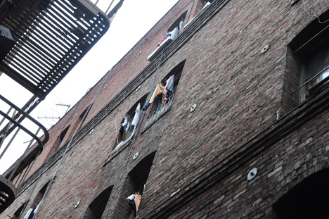 laundry hanging out of people's windows