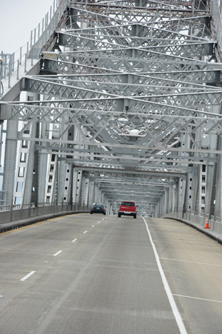 crossing the San Francisco Bay Bridge