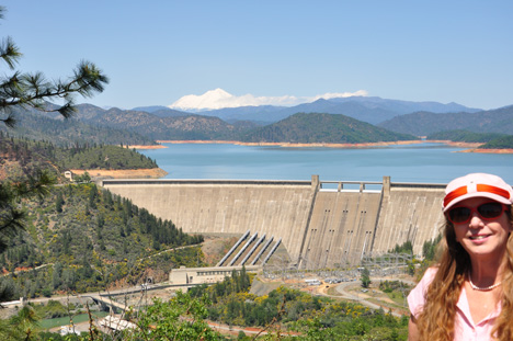 Karen Duquette and a View of Shasta Dam, Mt. Shasta & area from over-look