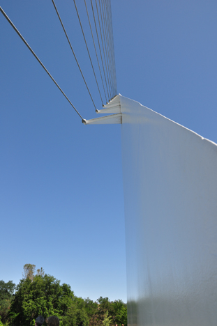 the pylon as seen from below by the gardens