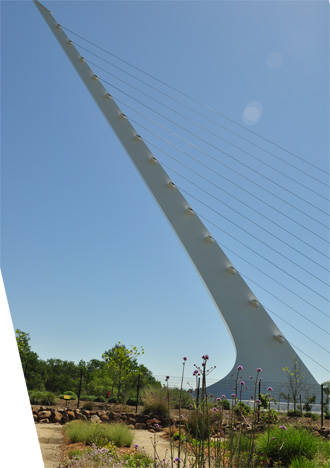 the pylon as seen from the gardens