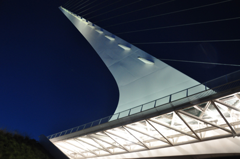 the Sundial Bridge pylon at evening