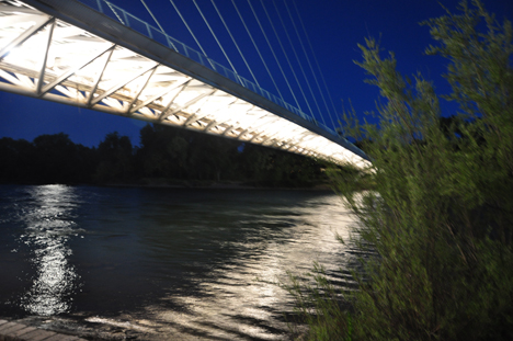 under the Sundial Bridge at evening