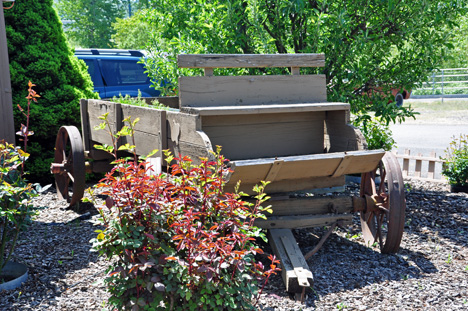 old wooden stagecoach in campground