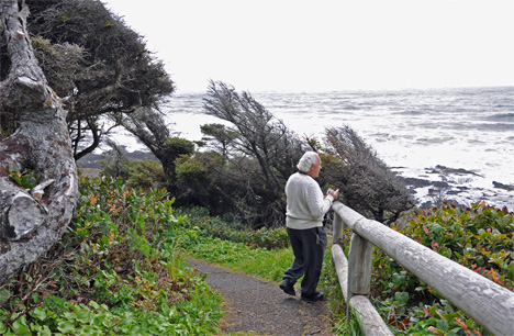 Lee Duquette looks out at the Pacific ocean