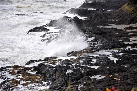 water spraying at Devils Churn