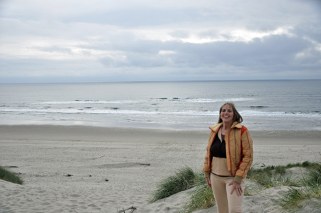 Karen at the top of the sand dune