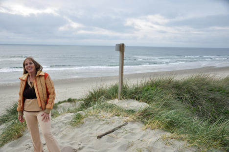 Karen at the top of the sand dune