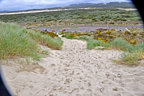 Looking back down the path at the car of the two RV Gypsies