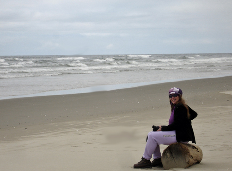 Karen Duquette on the beach