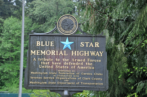 Blue Star Memorial highway sign