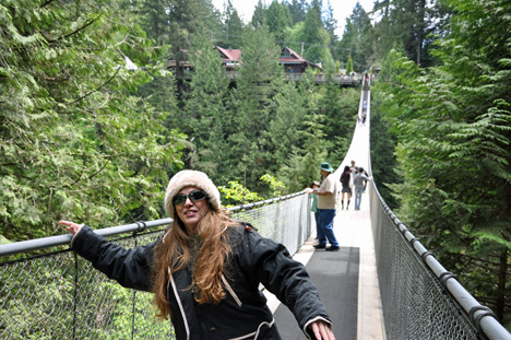 Lee Duquette on the shaky bridge