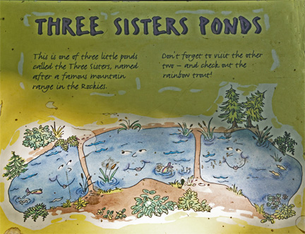 3 sister ponds sign