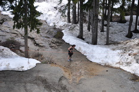 the hiking trail and a hiker