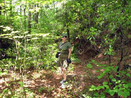 Karen on the trail at Buttermilk Falls